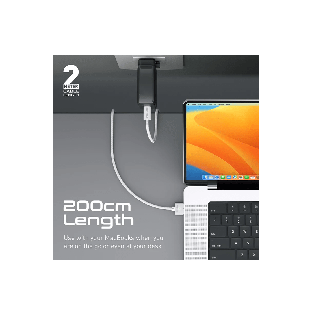 Promate MagCord-140PD High Tensile Strength 140W USB-C to MagSafe 3 Charging Cable for MacBook in Qatar Promate MagCord-140PD High Tensile Strength 140W USB-C to MagSafe 3 Charging Cable for MacBook in Qatar